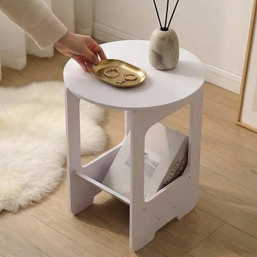 Table d’Appoint Ronde avec Rangement Intégré – Design Minimaliste | KOAÏ