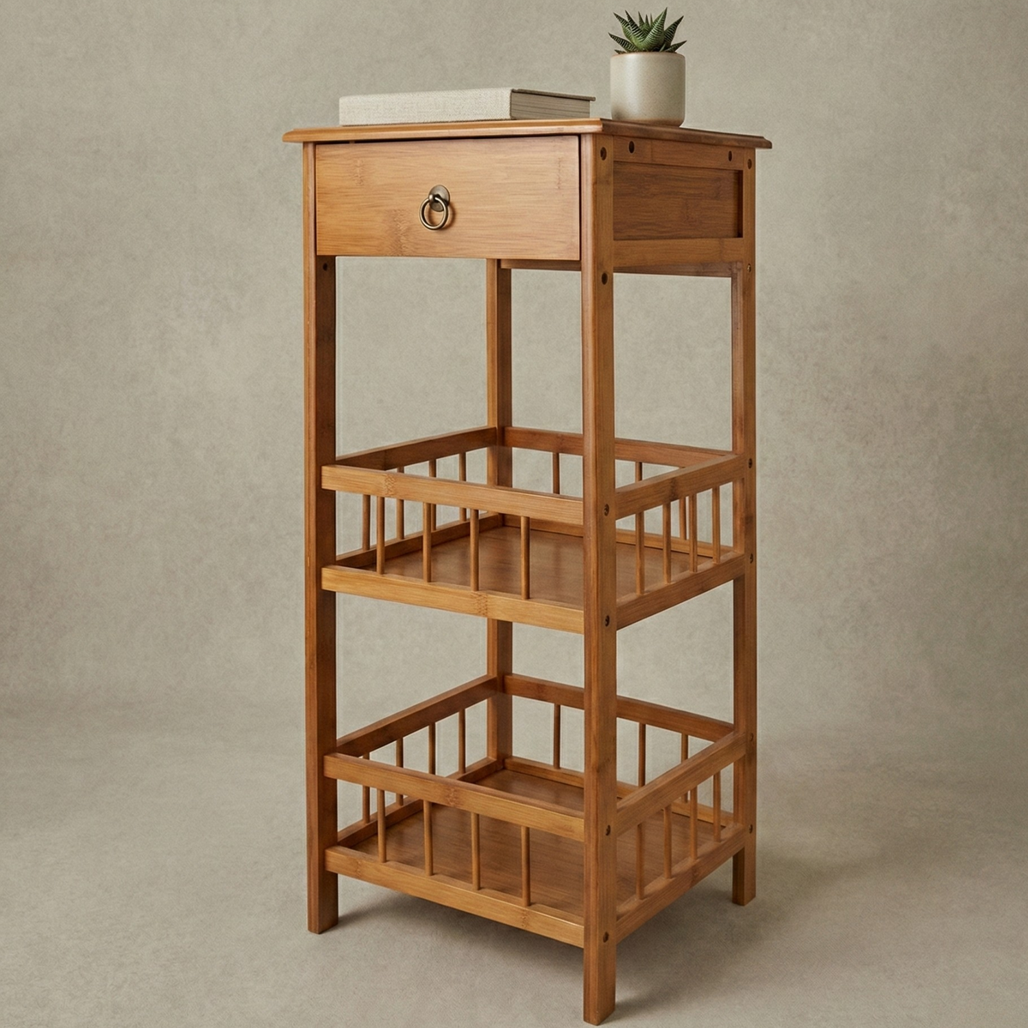 Table D'Appoint Étroite – Bambou Naturel, Étagère Rangement | KOAÏ