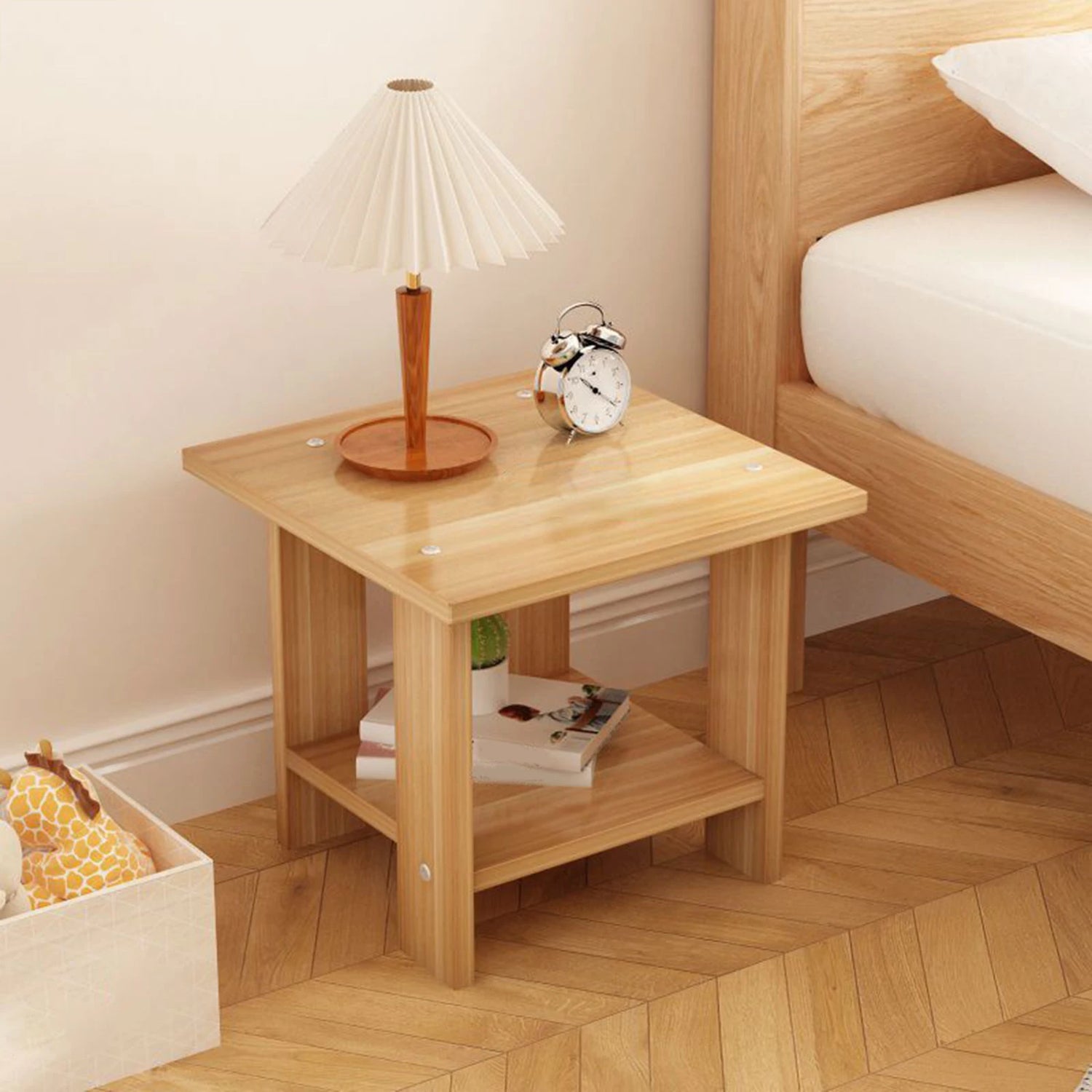 Table D’Appoint Carrée En Bois Brun Foncé – Double Plateau Minimaliste | KOAÏ