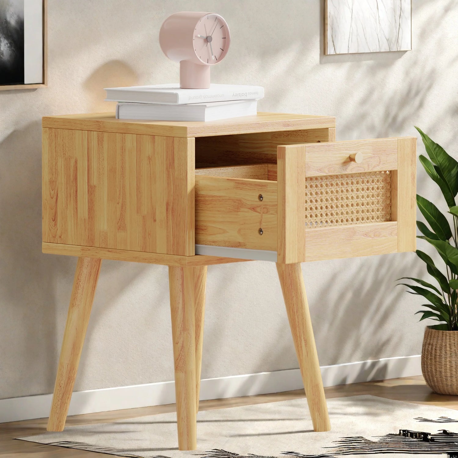 Table De Chevet Rotin Naturel – 1 Tiroir, Pieds Scandinaves | KOAÏ