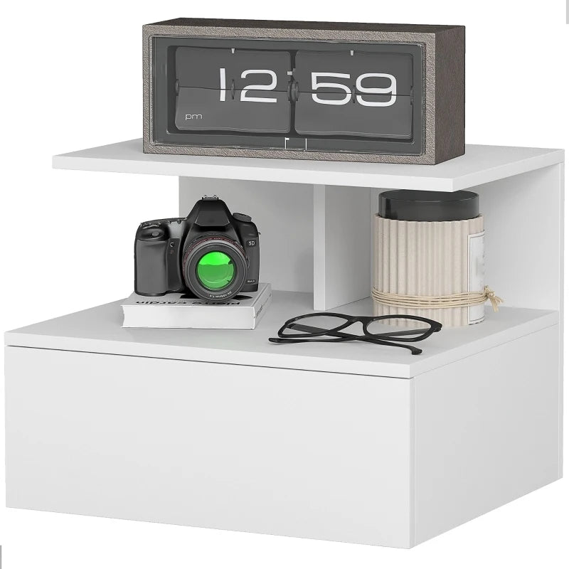 Table de Chevet Murale Blanche – Design Épuré avec Tiroir Intégré | KOAÏ