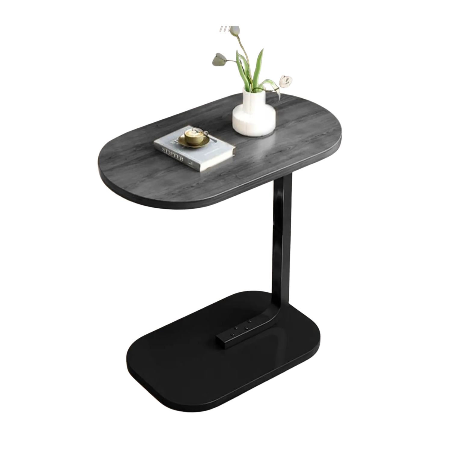 Table d’Appoint en Forme de C en Bois & Métal Noir | KOAÏ