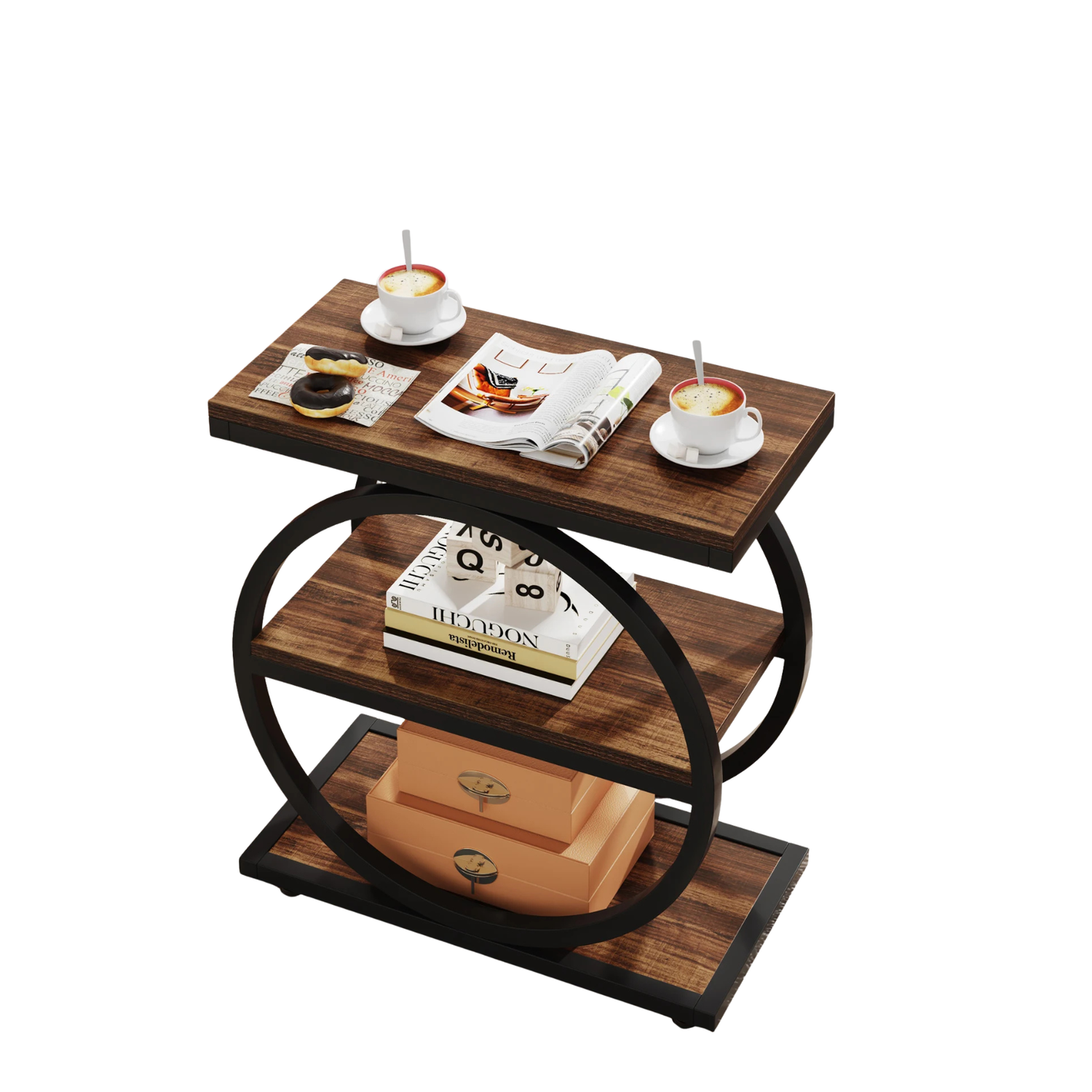 Table D'Appoint Industrielle 3 Niveaux En Bois Et Métal – Design Rétro Moderne | KOAÏ