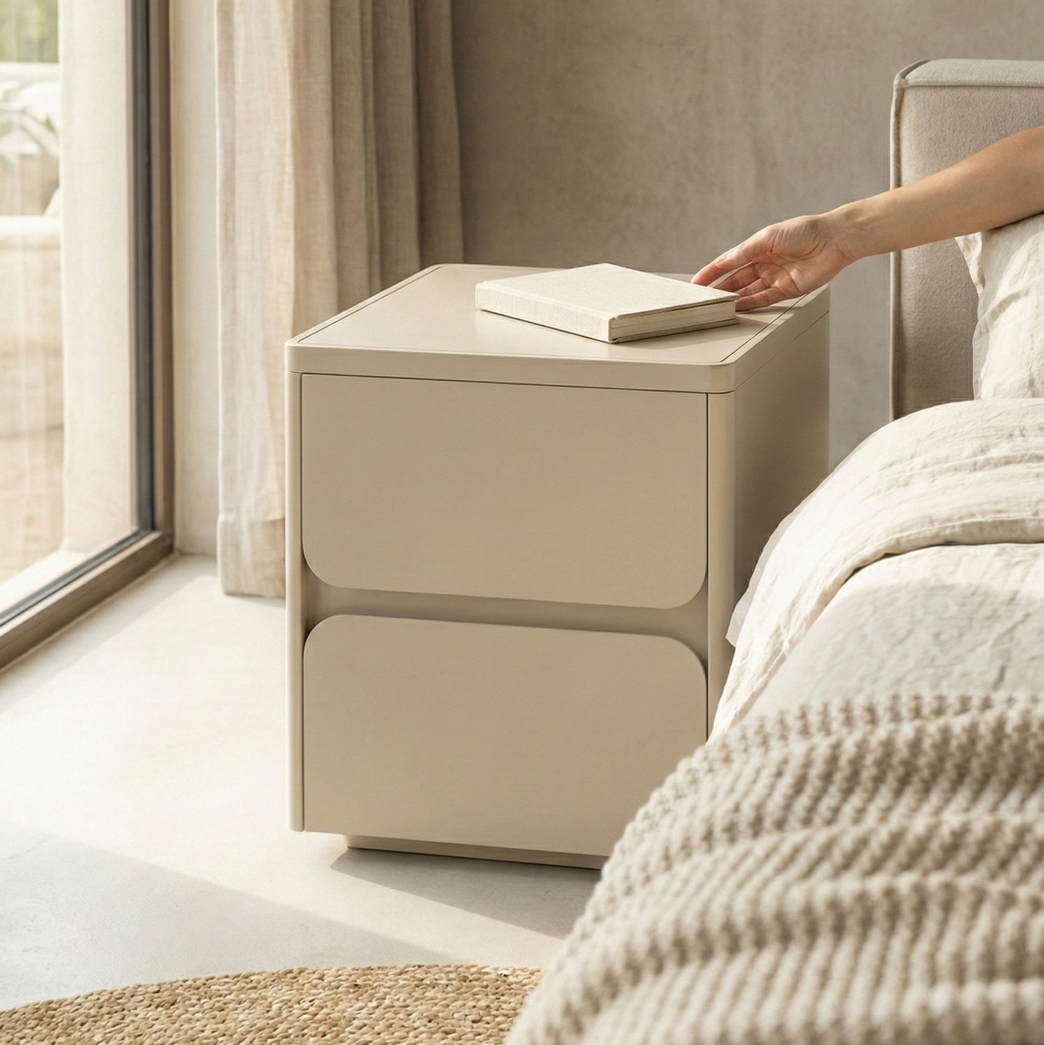 Table De Chevet En Bois Massif – Finition Cuir Mat & Design Contemporain | KOAÏ