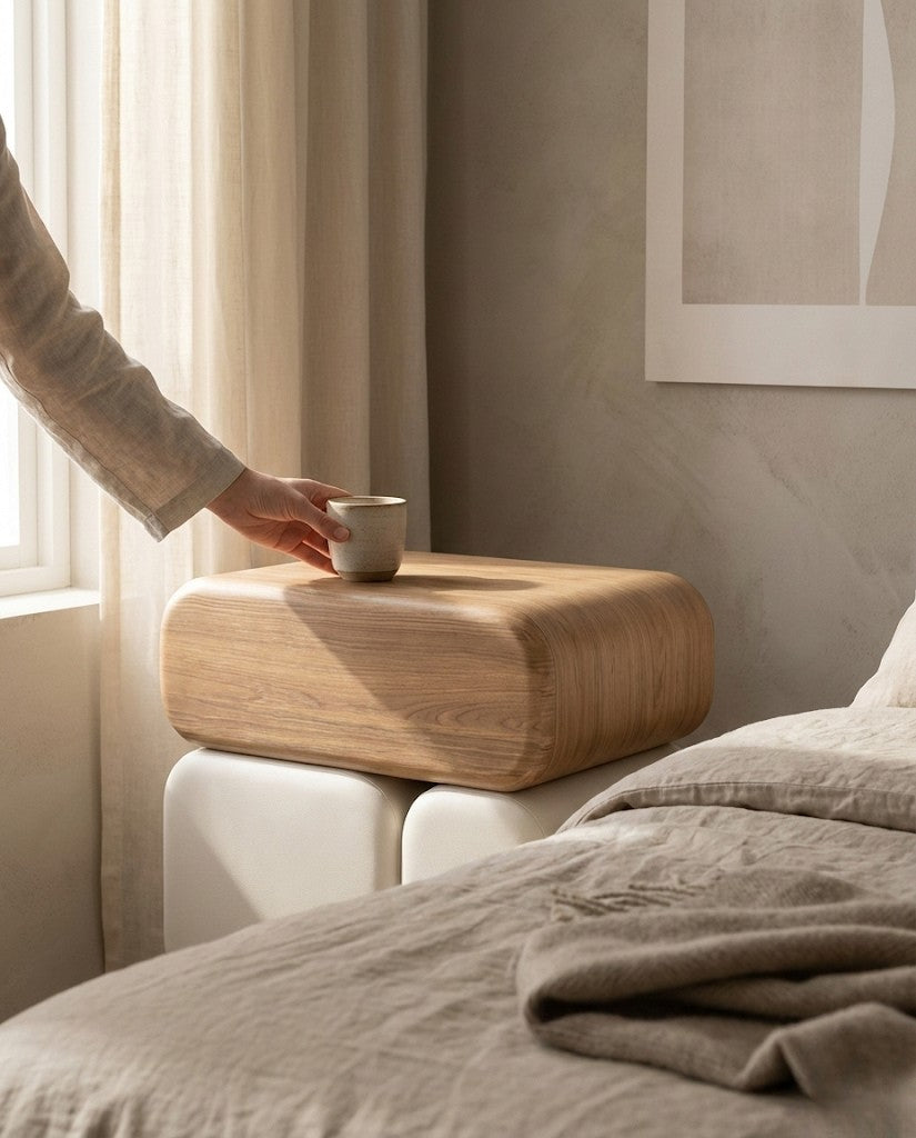 Table De Chevet Design Crème Et Bois – Style Esthétique | KOAÏ