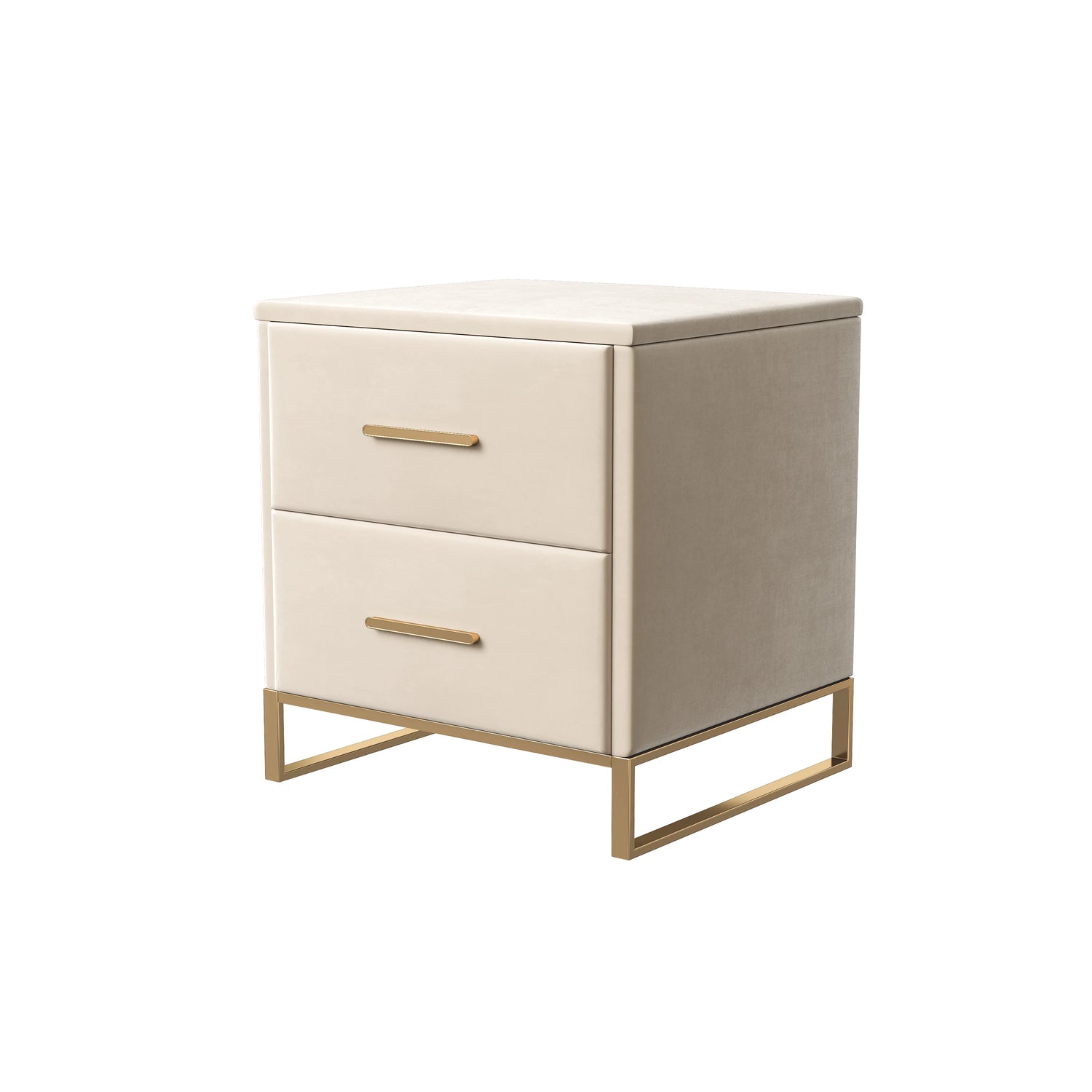 Lot De 2 Tables D'Appoint En Velours Beige Avec Pieds Dorés – Design Moderne Et Chaleureux | KOAÏ