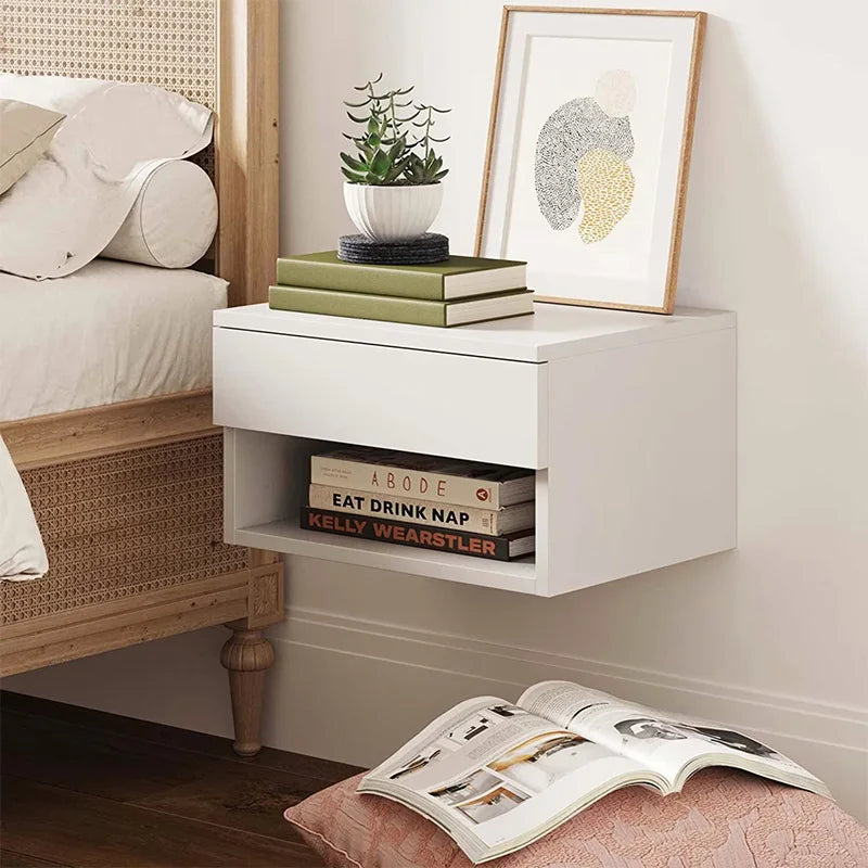 Table de Chevet Murale – Bois Noyer, Design Scandinave & Tiroir Intégré | KOAÏ