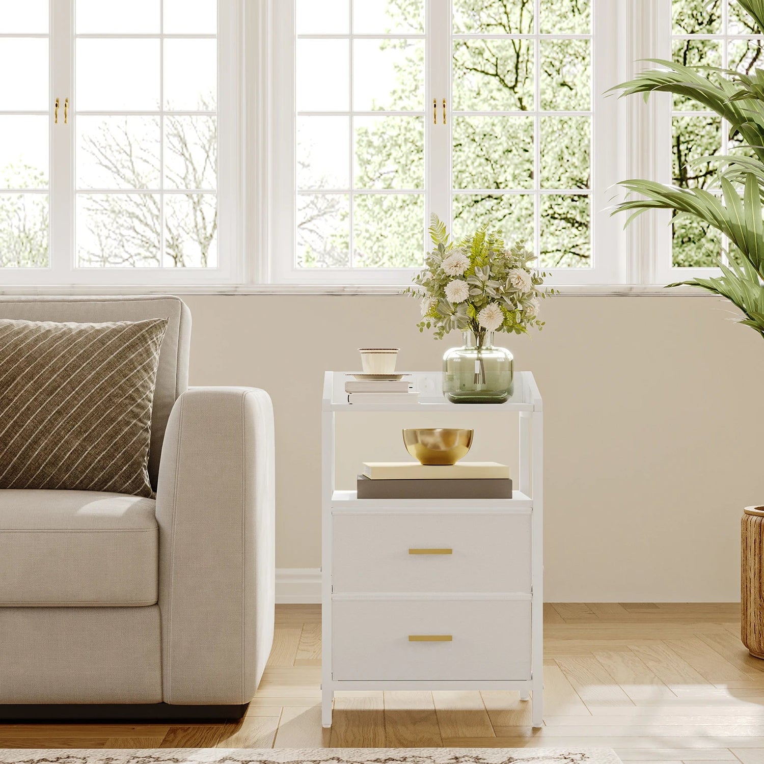 Lot De 2 Tables D’Appoint Avec Éclairage LED Et Station De Recharge – Design Moderne Connecté | KOAÏ