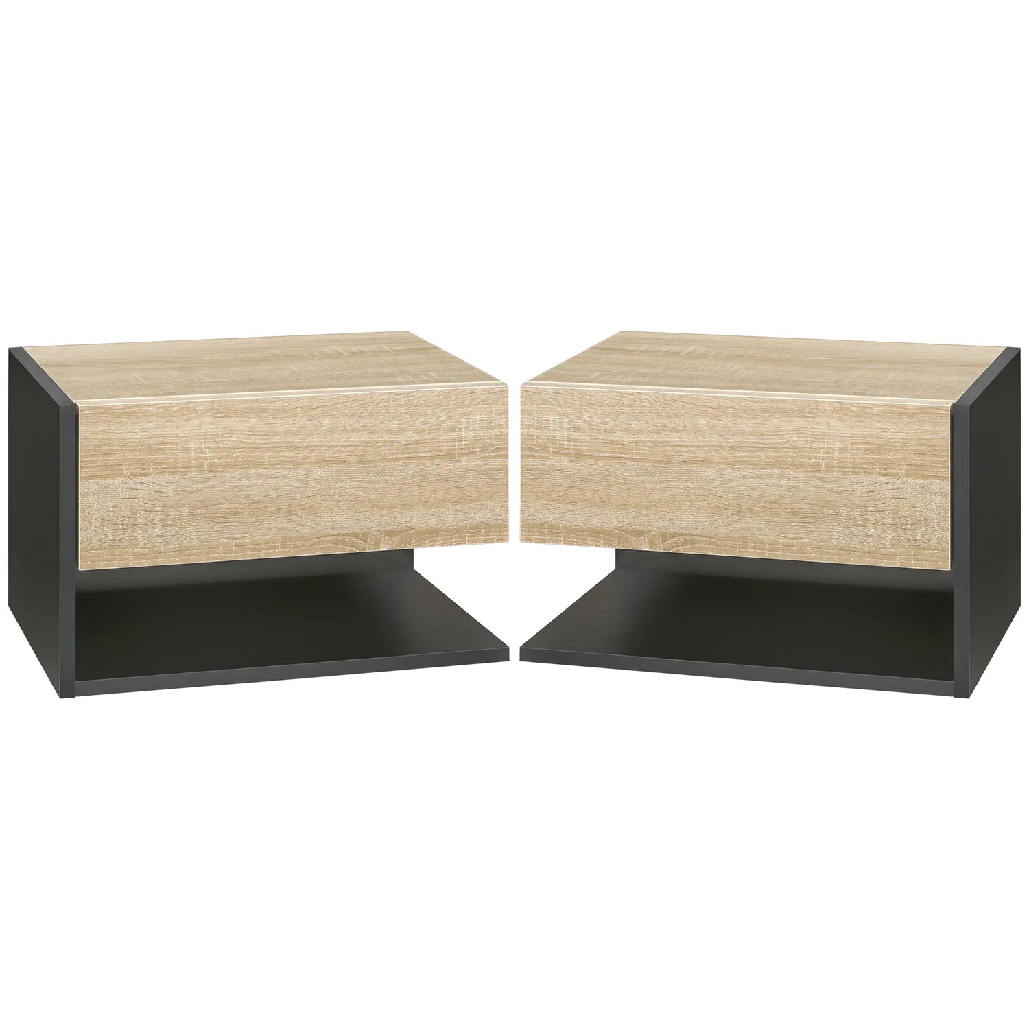 Table De Chevet Murale Chêne Et Noir – Lot De 2 | KOAÏ