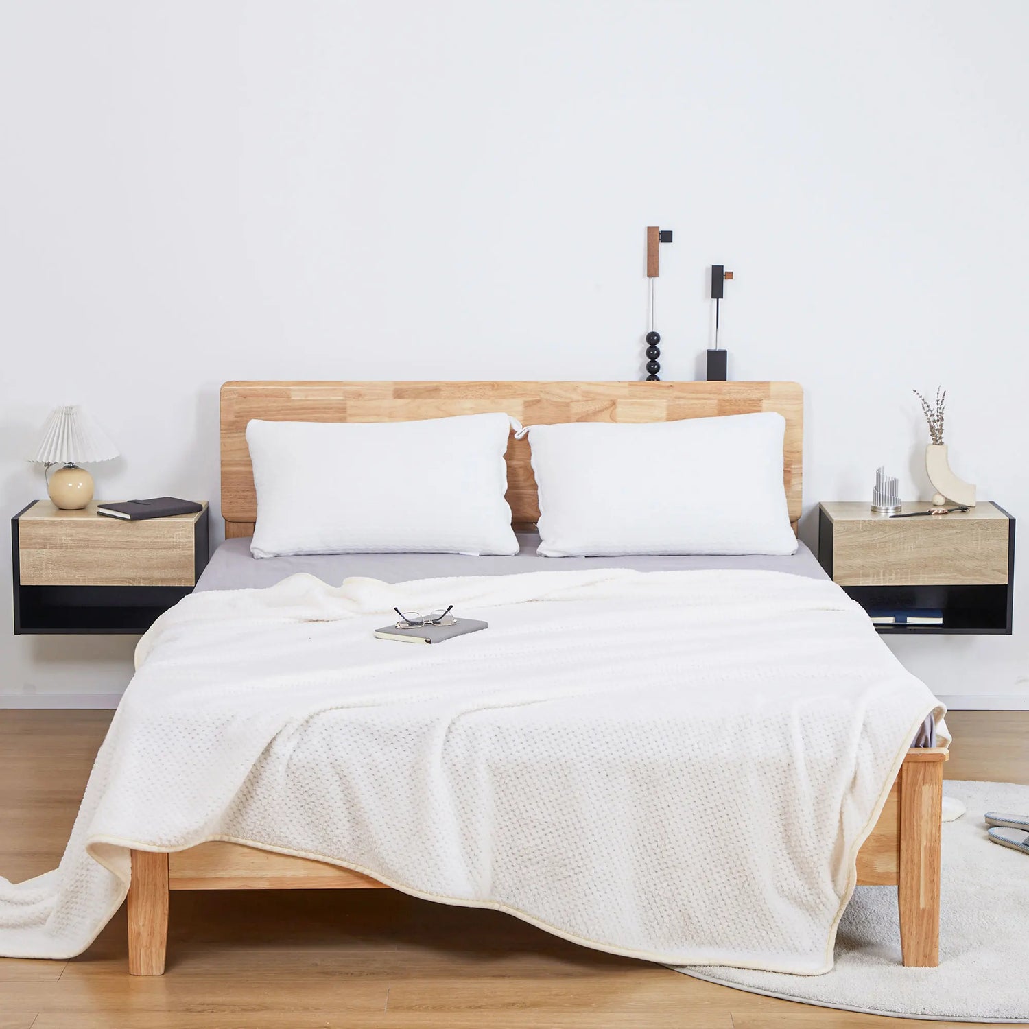 Table De Chevet Murale Chêne Et Noir – Lot De 2 | KOAÏ