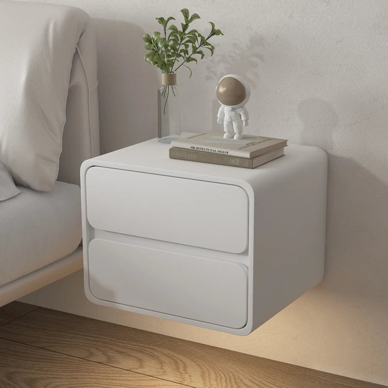 Table De Chevet Murale Pin Massif – 2 Tiroirs Design Arrondi | KOAÏ