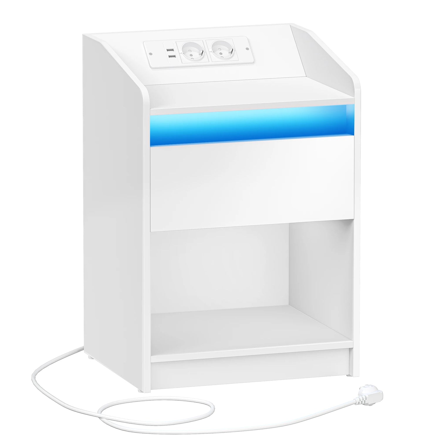 Table d'Appoint Connectée – 1 Tiroir, Lumière LED Blanche | KOAÏ