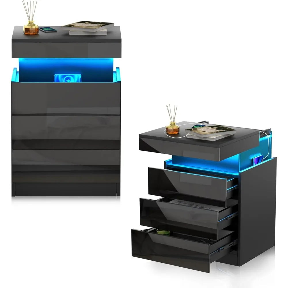 Table De Chevet Avec Station De Charge Et LED | KOAÏ