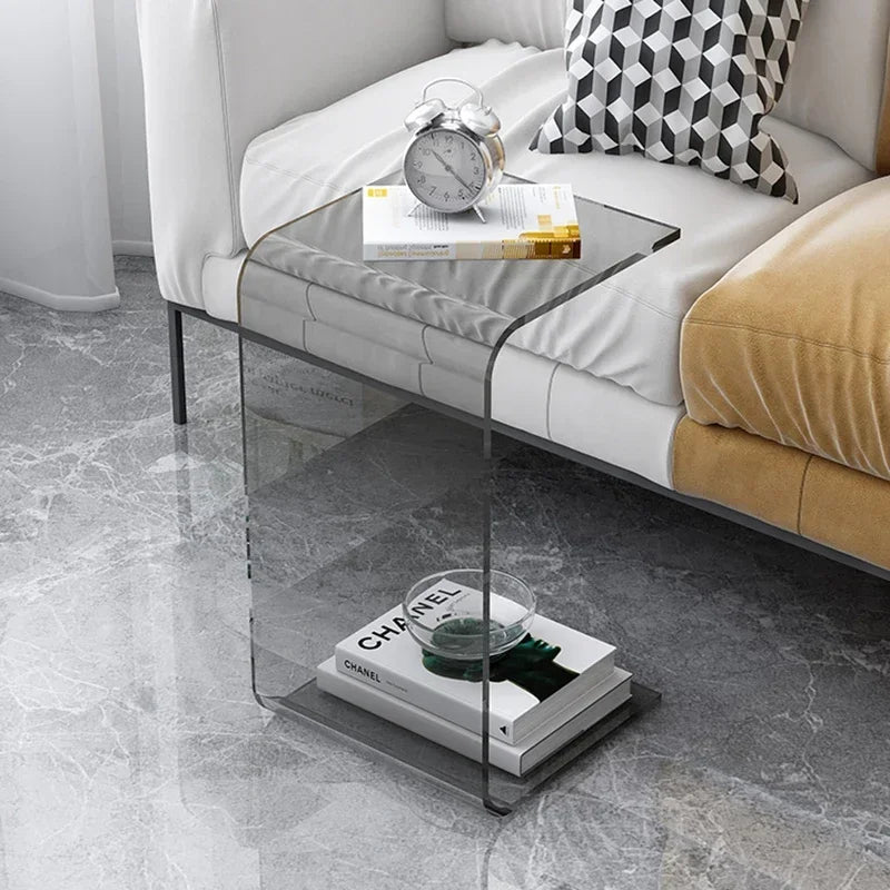 Table d’Appoint en Acrylique Fumé – Design U Minimaliste | KOAÏ
