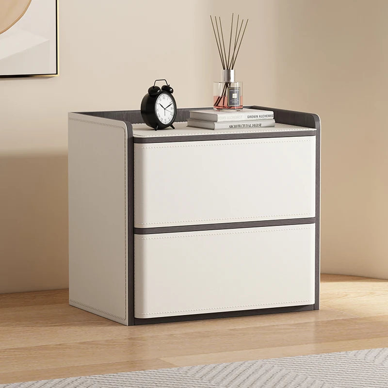 Table De Chevet Luxe – 2 Tiroirs En Similicuir Sellerie | KOAÏ