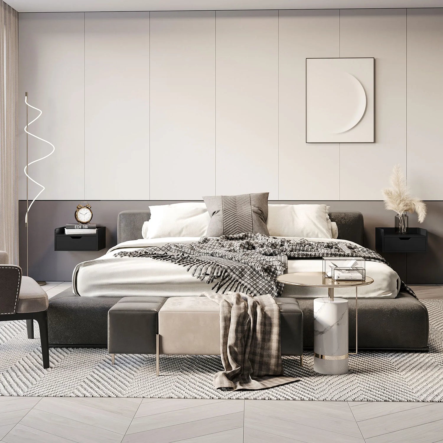 Lot De 2 Tables De Chevet Murales Noires – Design Compact Et Élégant | KOAÏ