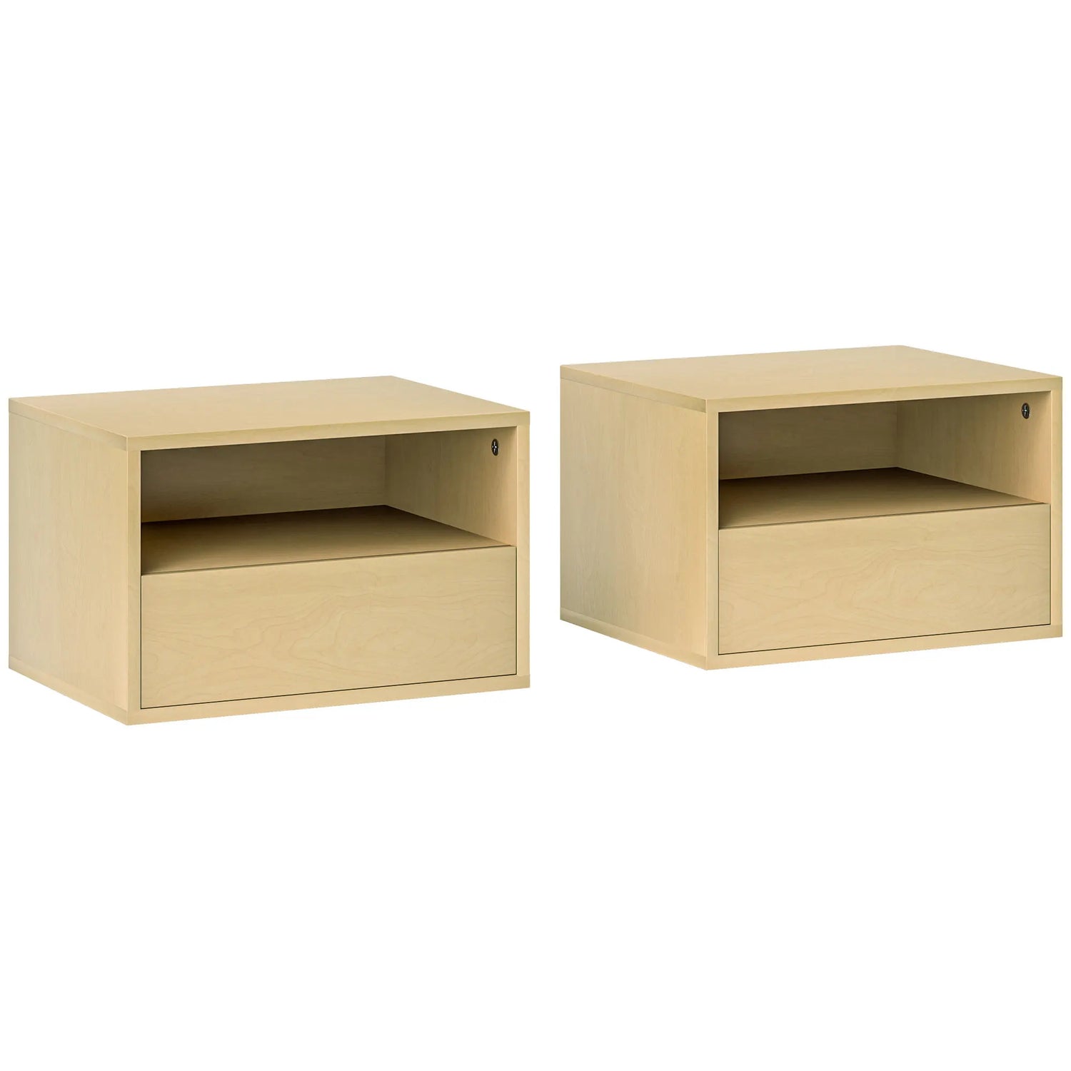 Table De Chevet Murale Bois Clair – 1 Tiroir, Lot De 2 | KOAÏ