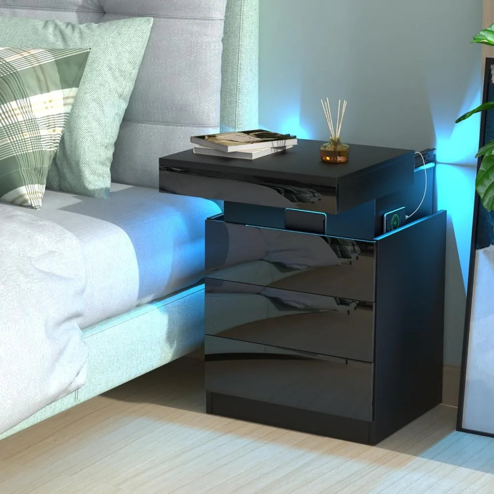 Table De Chevet Avec Station De Charge Et LED | KOAÏ