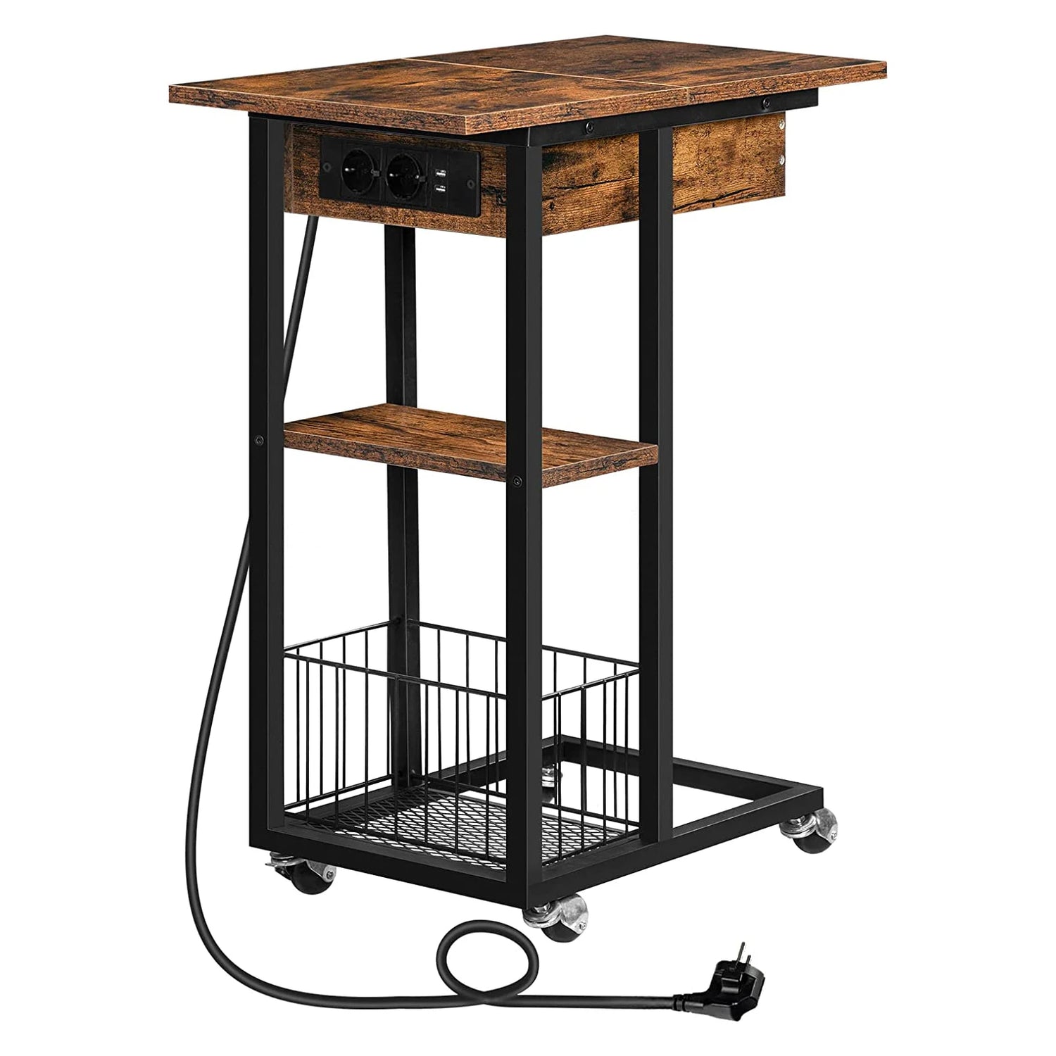 Table d’Appoint en Bois & Métal avec Station de Charge USB | KOAÏ