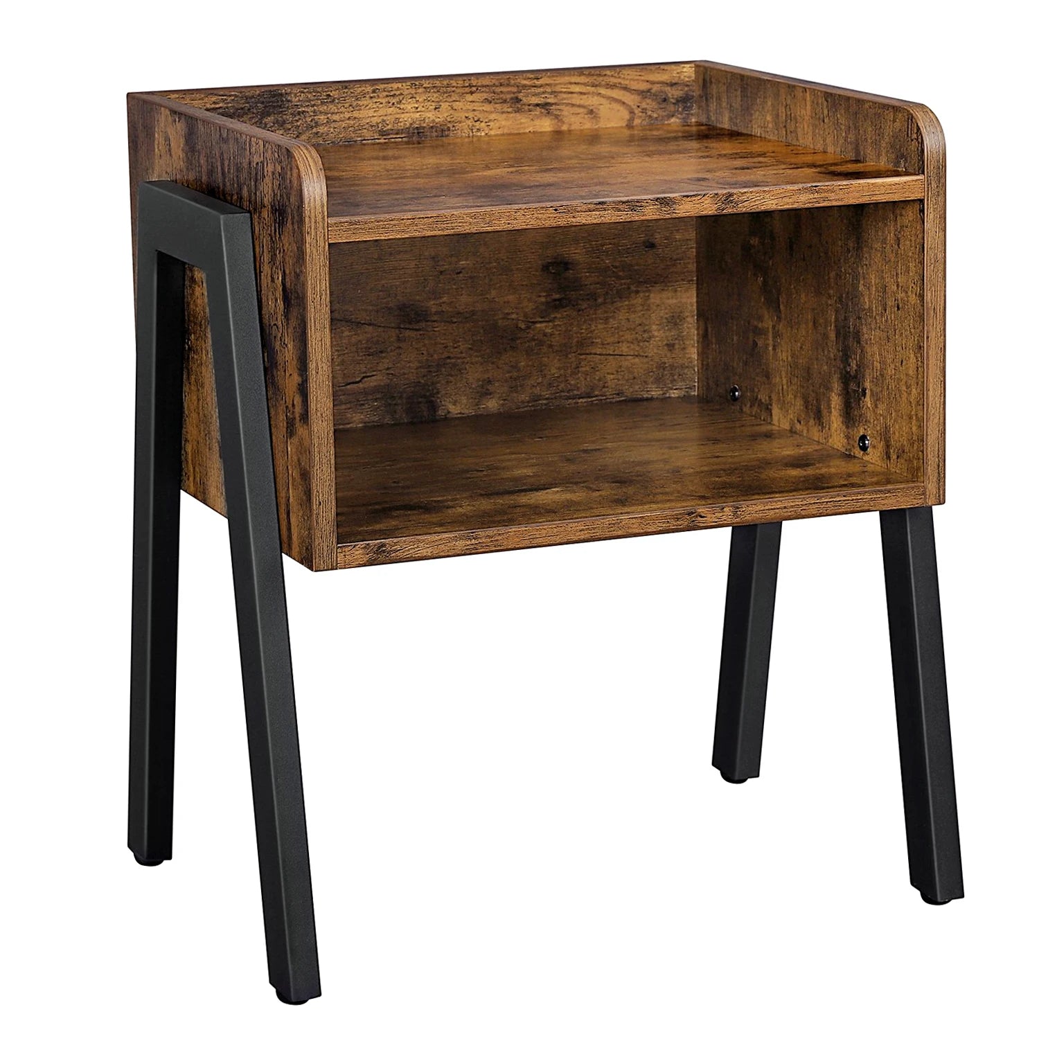 Table D’Appoint Vintage En Bois Et Métal – Compartiment Ouvert | KOAÏ