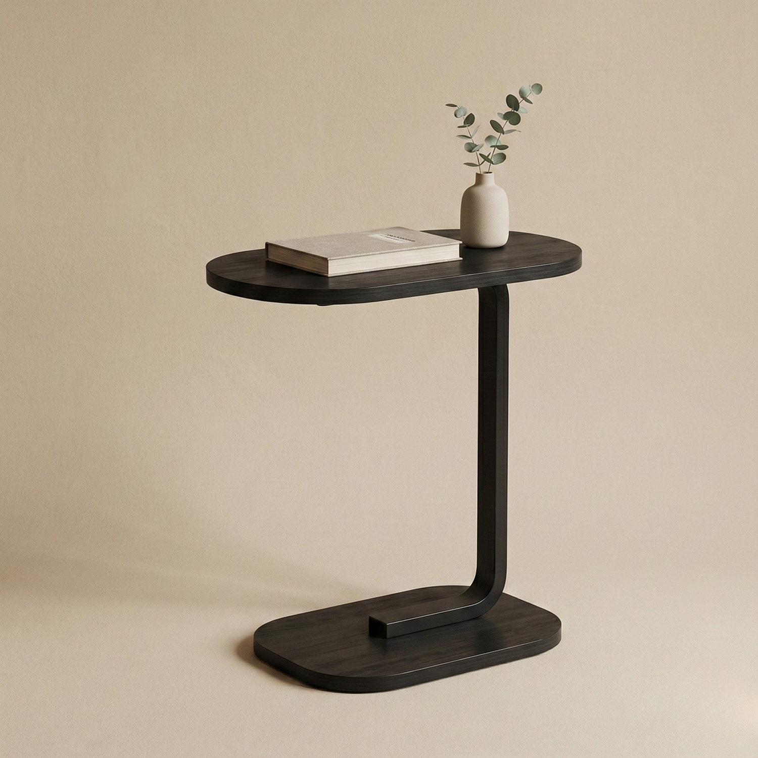 Table d’Appoint en Forme de C en Bois & Métal Noir | KOAÏ