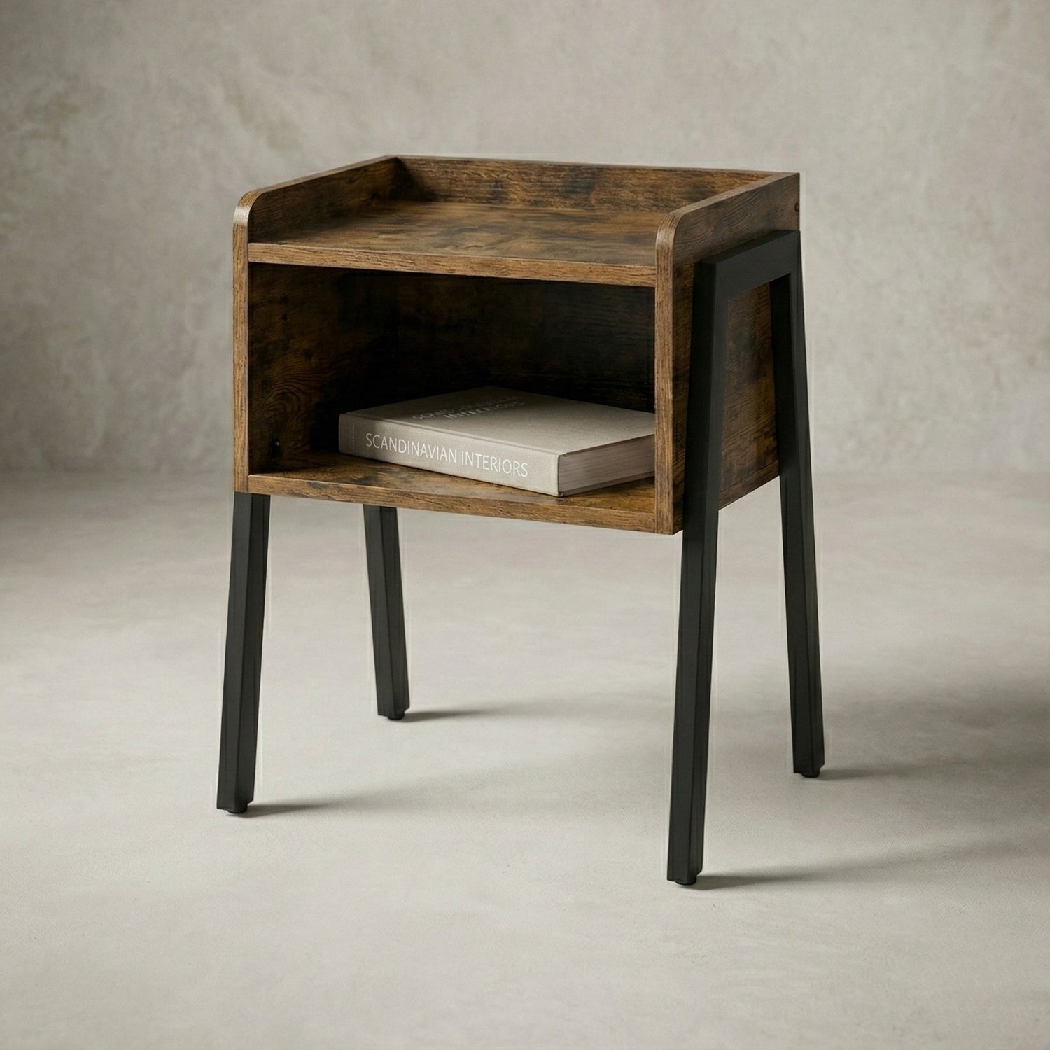 Table d’Appoint Empilable Vintage En Bois Et Métal – Compartiment Ouvert | KOAÏ