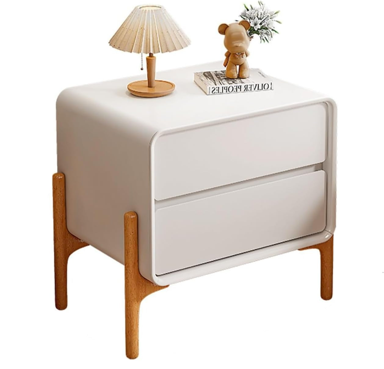 Table De Chevet Luxe – 2 Tiroirs, Design Nordique Arrondi | KOAÏ