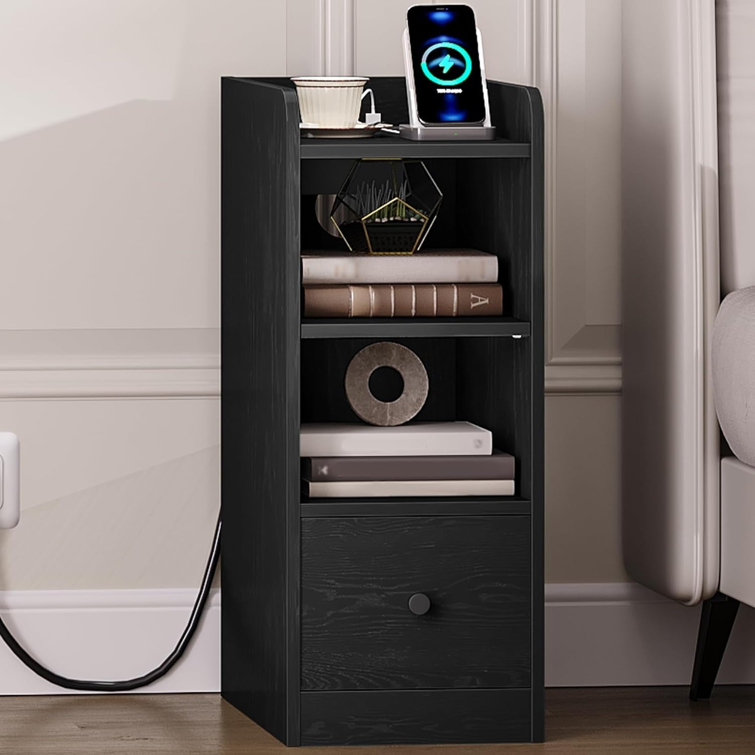Table De Chevet Connectée – Station De Charge USB Et Type-C, Design Étroit | KOAÏ