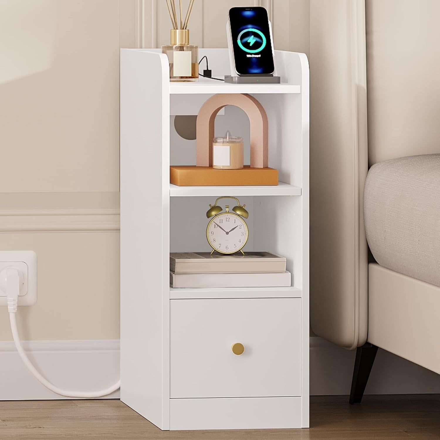 Table De Chevet Connectée – Station De Charge USB Et Type-C, Design Étroit | KOAÏ