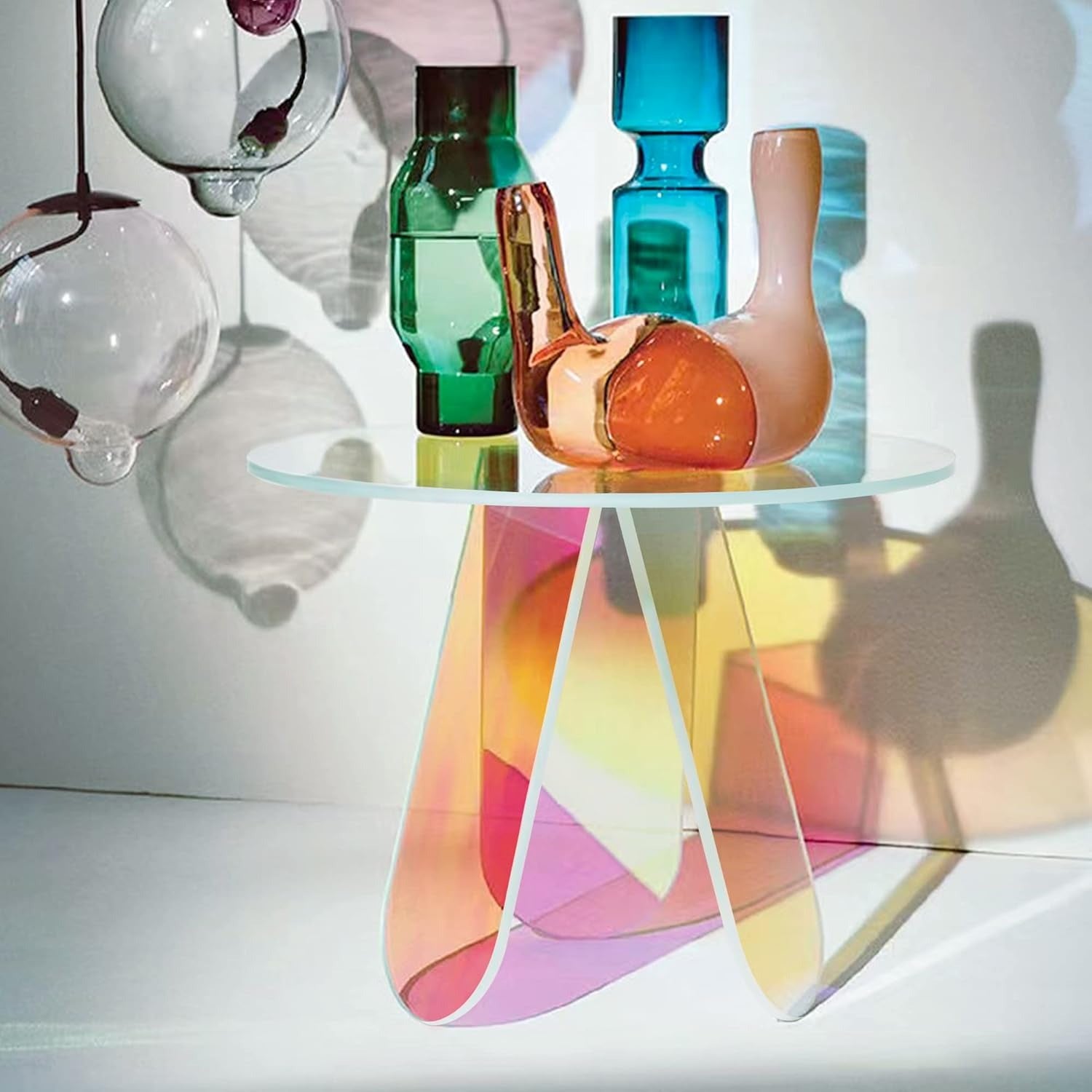 Table d’Appoint Ronde en Acrylique – Édition Iridescente | KOAÏ